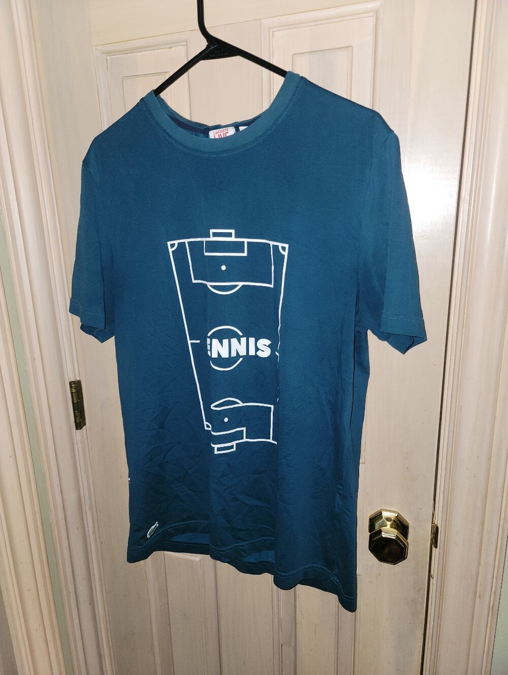 Mens Sz M Lacoste Tennis Court Shirt Dark Green